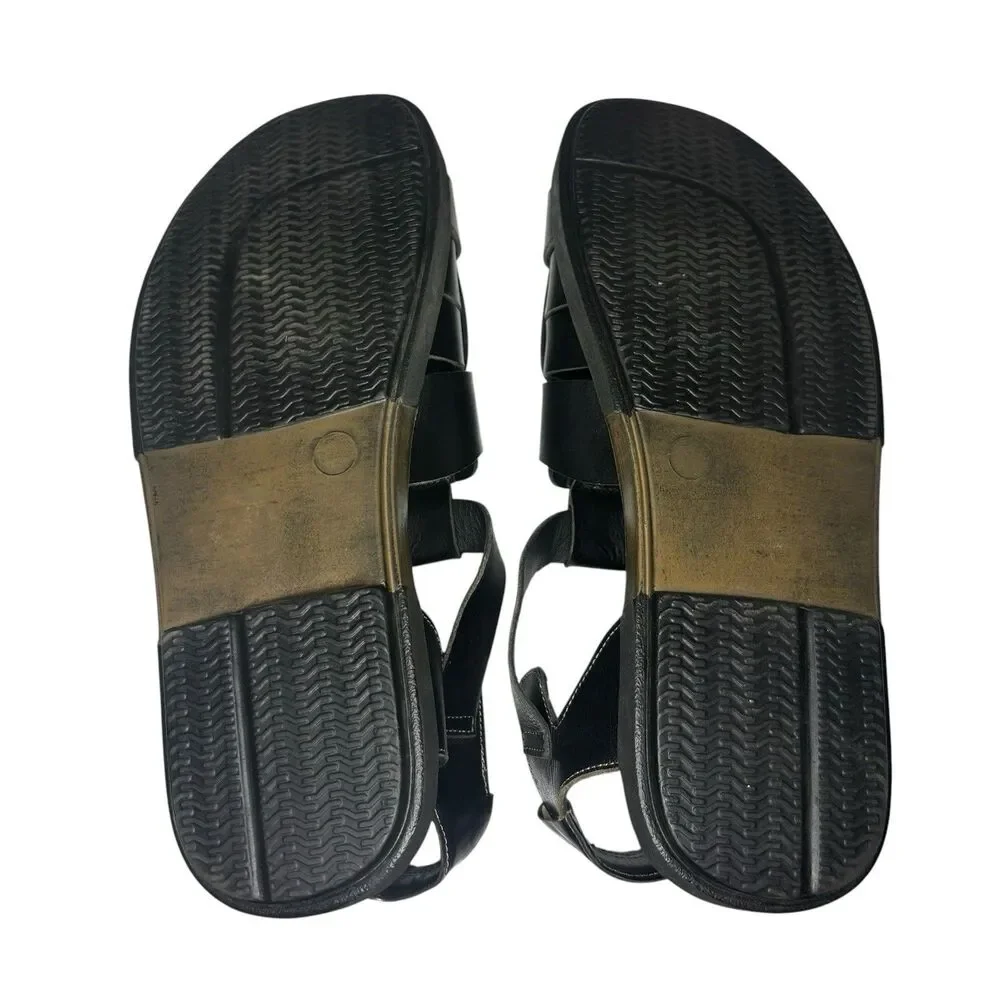 Mezlan Fisherman’s Sandals Leather Shoes Black Men’s Sz 7.5 Summer Made In Spain